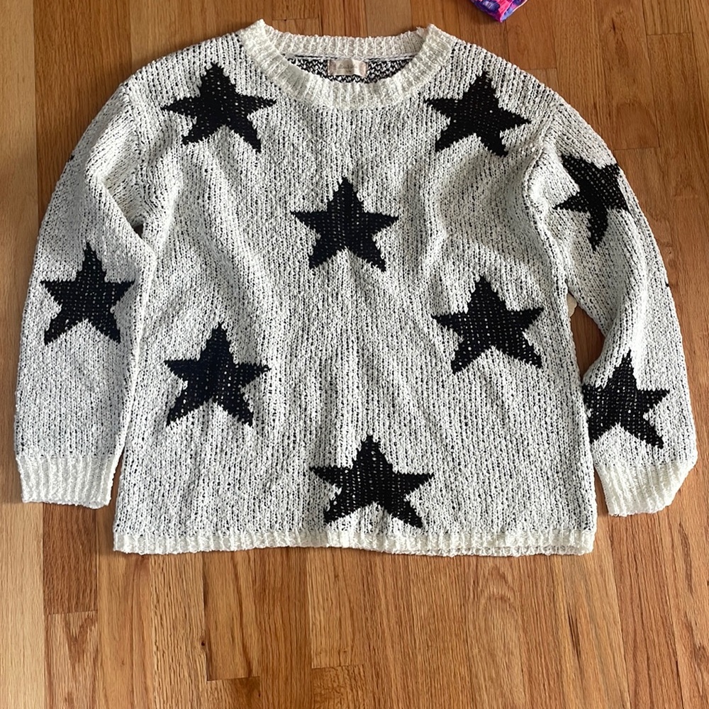 NWT altar’d state white sweater with black stars